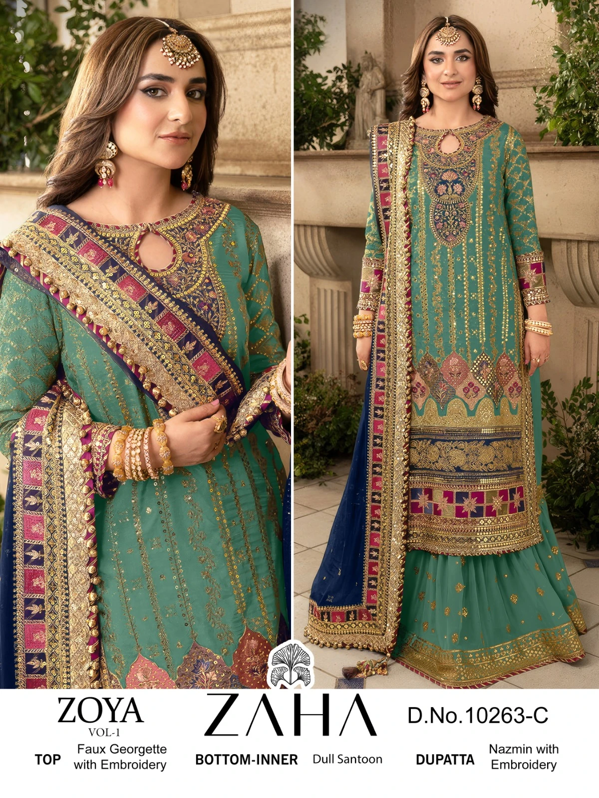 Zaha Zoya Vol 1 Faux Georgette Wholesale Pakistani Salwar Suit Catalog — Wholesale Salwar Suits, MPA wholesale from Surat - Gallery Image 2